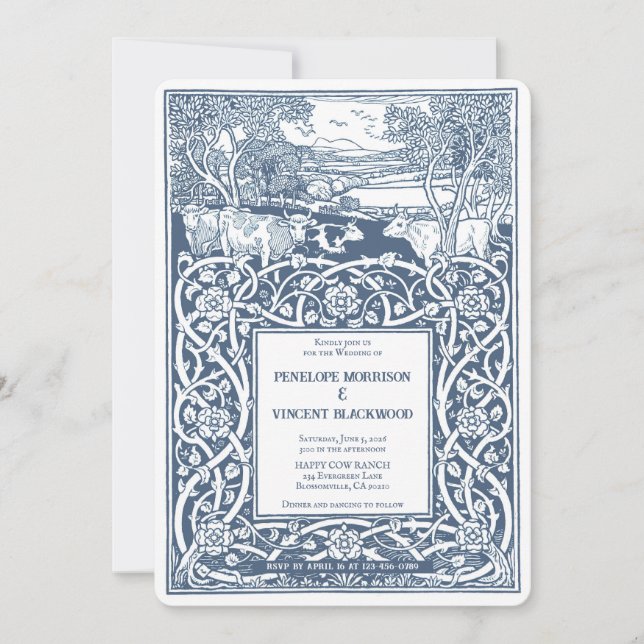 Country Wedding Cow Ranch Landschaft Einladung (Vorderseite)