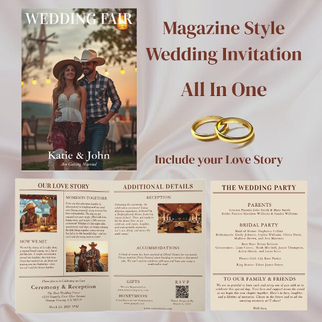 Country Wedding Magazine Cover Einladung (Country Wedding Magazine Cover Invitation All in One)