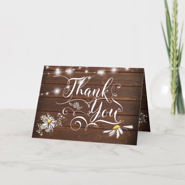 Country Wedding Mason Jar Daisies BarefootBride™ Dankeskarte (Vorderseite)
