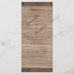 Country Wedding Program für Barn Wood Bears Programm