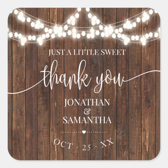Country Wedding Rustic Brautparty Vielen Dank Quadratischer Aufkleber (Vorderseite)