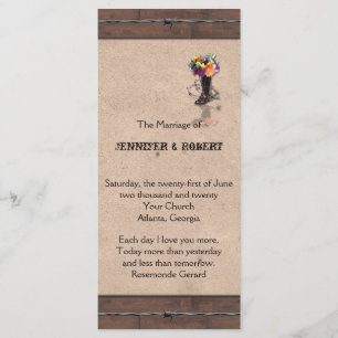 Country Western Barbed Wire Hochzeitsprogramm Programm