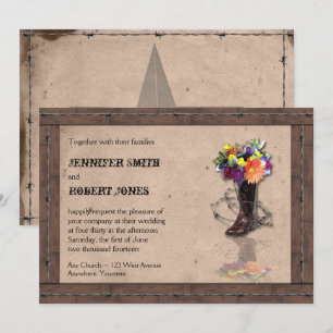 Country Western Barbed Wire Wedding Einladung v2