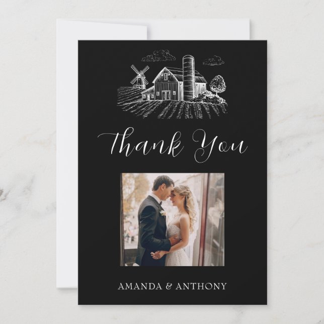 Country Western Barn Wedding  Dankeskarte (Vorderseite)