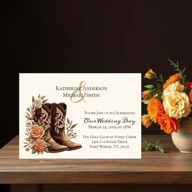Country Western Blume mit Cowboy Boots Einladung (Country Western Flowers with Cowboy Boots Invitation)