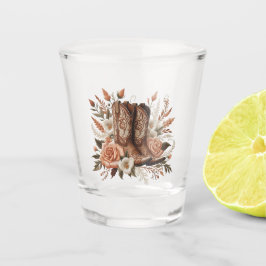 Country Western Blume mit Cowboy Boots- Schnapsglas