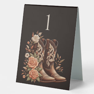 Country Western Blume mit Cowboy Boots Tischaufsteller