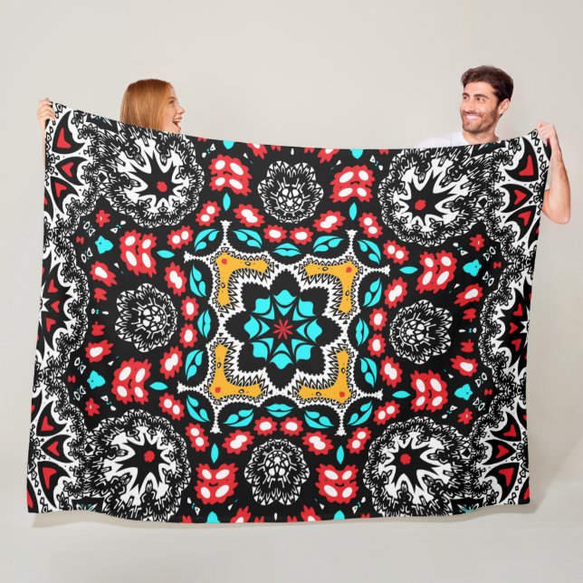 Country Western Boho Chic Elegant Rot und Aqua Fleecedecke (Beispiel)