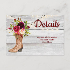 Country Western Boot Boho Rustic Marsala Details Begleitkarte