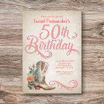 Country Western Boots 50. Geburtstag Einladung<br><div class="desc">Holen Sie sich Ihre Schuhe für eine tolle Mädchennacht mit dieser Country Western Geburtstagseinladung! Das Cowgirl Stiefel und die Blumen sind wunderschön und Vintag kalligraphisch. Ideal für Ihr Lieblings-Cowgirl oder Country-Musikfan an ihrem 50. Geburtstag. Bestellen Sie Ihre gedruckten Einladungen und Party oder laden Sie Ihre digitalen Einladungen jetzt für einen...</div>