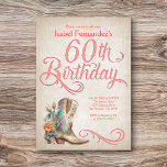 Country Western Boots 60. Geburtstag Einladung<br><div class="desc">Holen Sie sich Ihre Schuhe für eine tolle Mädchennacht mit dieser Country Western Geburtstagseinladung! Das Cowgirl Stiefel und die Blumen sind wunderschön und Vintag kalligraphisch. Ideal für Ihr Lieblings-Cowgirl oder Country-Musikfan an ihrem 60. Geburtstag. Bestellen Sie Ihre gedruckten Einladungen und Party oder laden Sie Ihre digitalen Einladungen jetzt für einen...</div>
