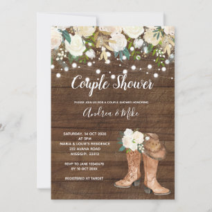 Country Western Boots Couple Dusche Einladung