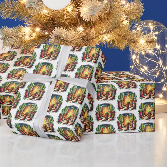 Country Western Christmas boots Geschenkpapier (Feiertage)