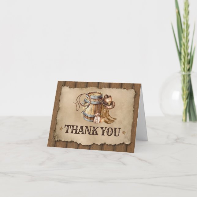 Country Western Cowboy Babydusche Dankeskarte (Vorderseite)