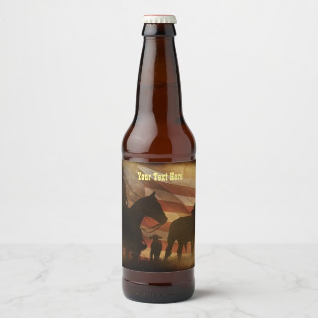 Country Western Cowboy Bierflaschenetikett (Vorderseite)