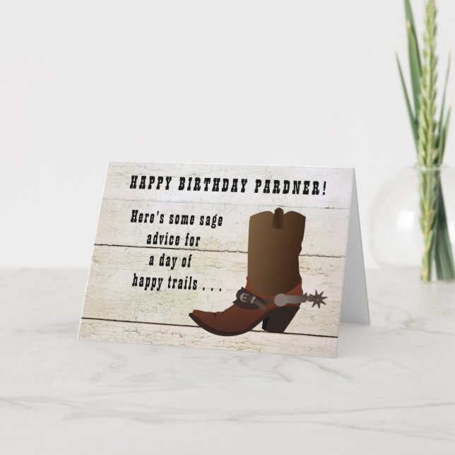 Country Western Cowboy Boot Fun hinzufügen Name Ge Karte (Vorderseite)