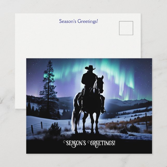 Country Western Cowboy Christmas Seasons Greetings Postkarte (Vorne/Hinten)
