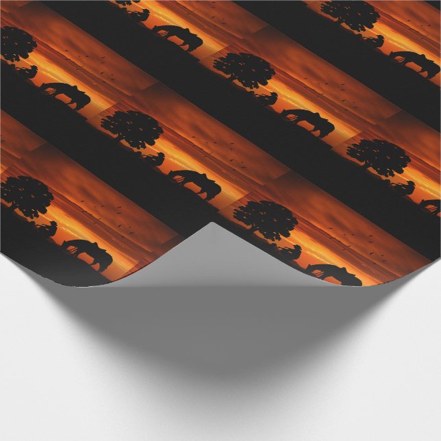 Country Western Cowboy mit Pferd und Sonnenunterga Geschenkpapier (Ecke)