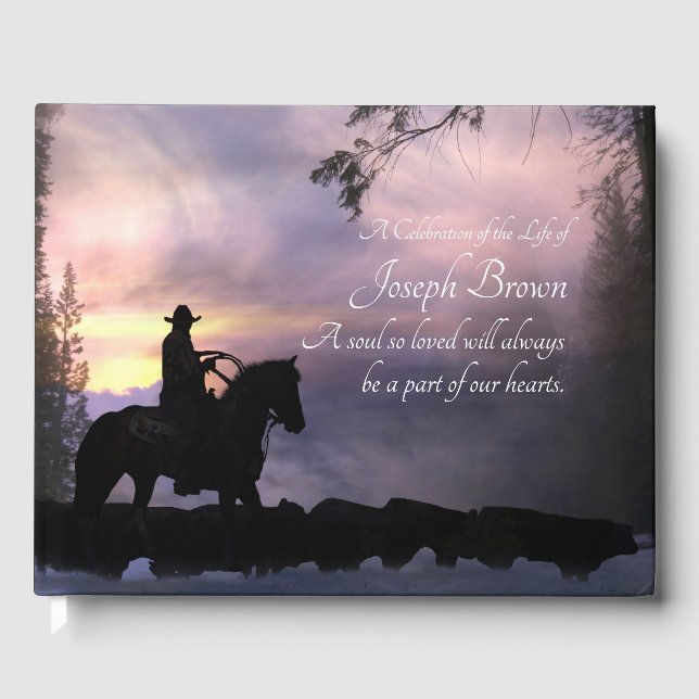 Country Western Cowboy Pferdebeerdigung Gästebuch (Vorderseite)
