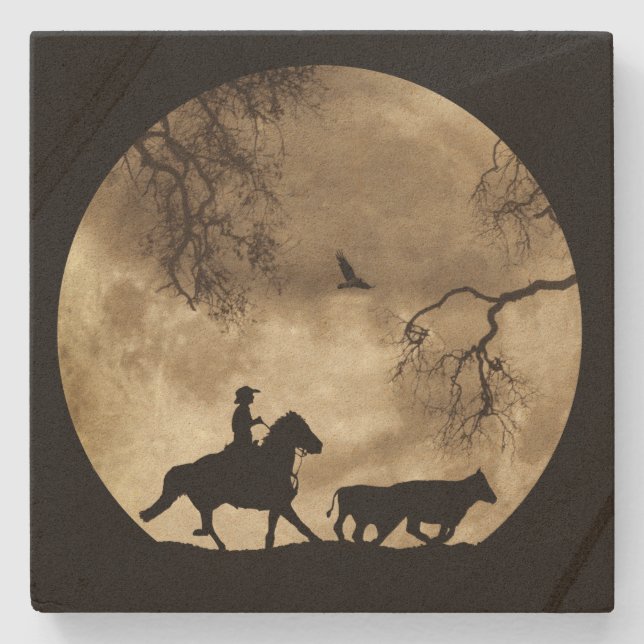 Country Western Cowboy Steinuntersetzer (Vorderseite)