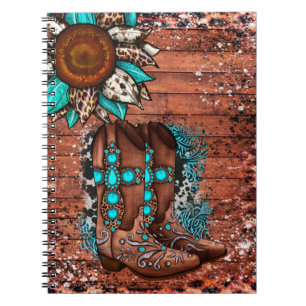 Country Western Cowboy Stiefel und Blume Notizblock