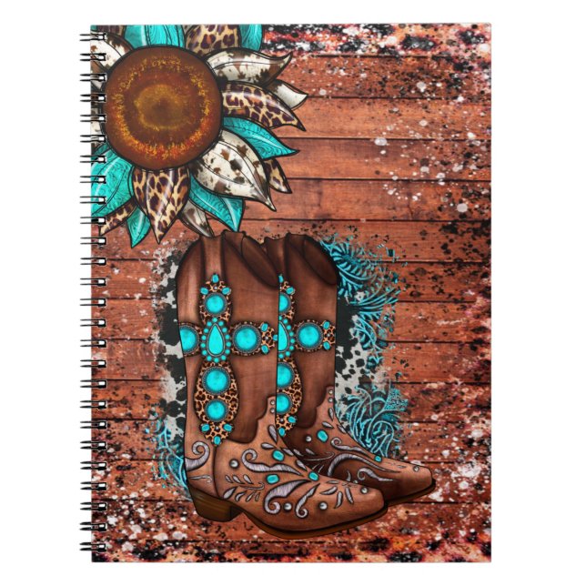 Country Western Cowboy Stiefel und Blume Notizblock (Vorderseite)