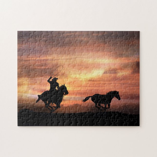 Country Western Cowboy und Wild Horse (Horizontal)