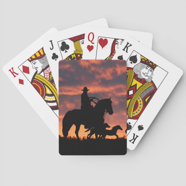 Country Western Cowboy Wilde Pferde Spielkarten (Rückseite)