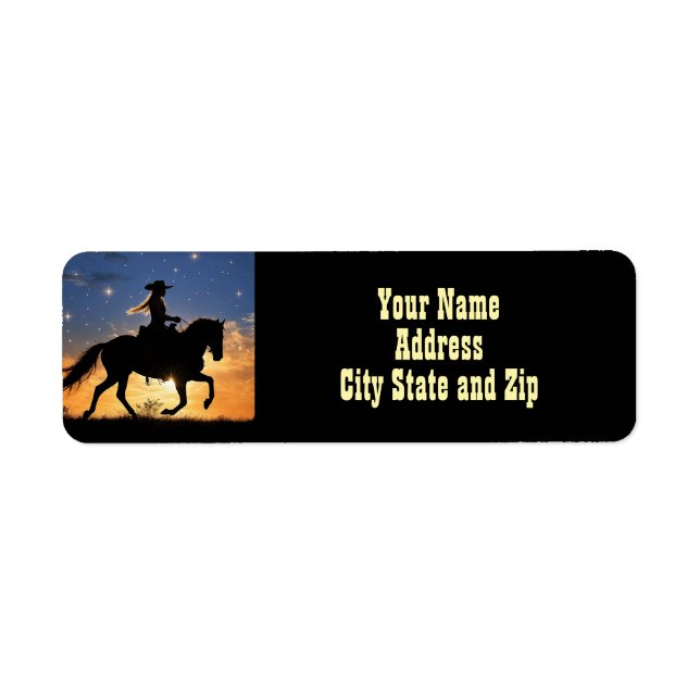 Country Western Cowgirl and Horse Label (Vorne)