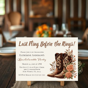 Country Western Cowgirl Boot mit Blume Einladung