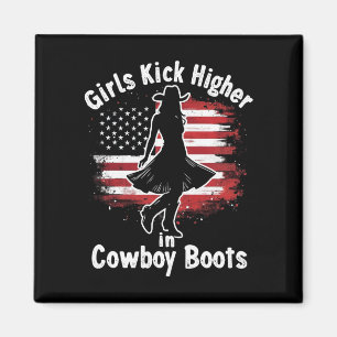 Country Western Cowgirl Girls treten in Stiefeln h Magnet