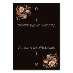 Country Western Cowgirl Hut mit Blume Geflügel Tischnummer