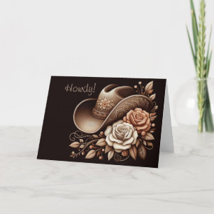 Country Western Cowgirl Hut mit Blume Karte