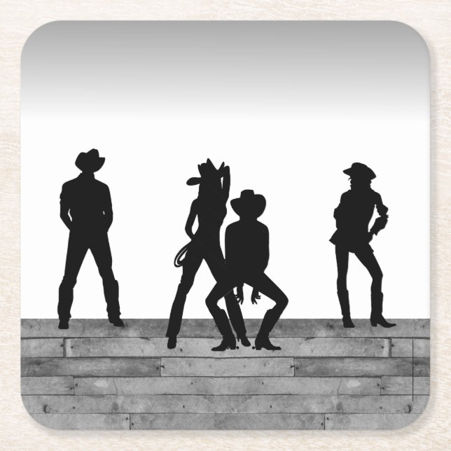 Country Western Fun Rechteckiger Pappuntersetzer (Vorderseite)
