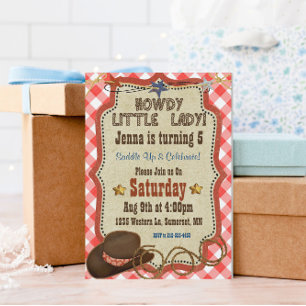 Country Western Girl Invitation d'anniversaire