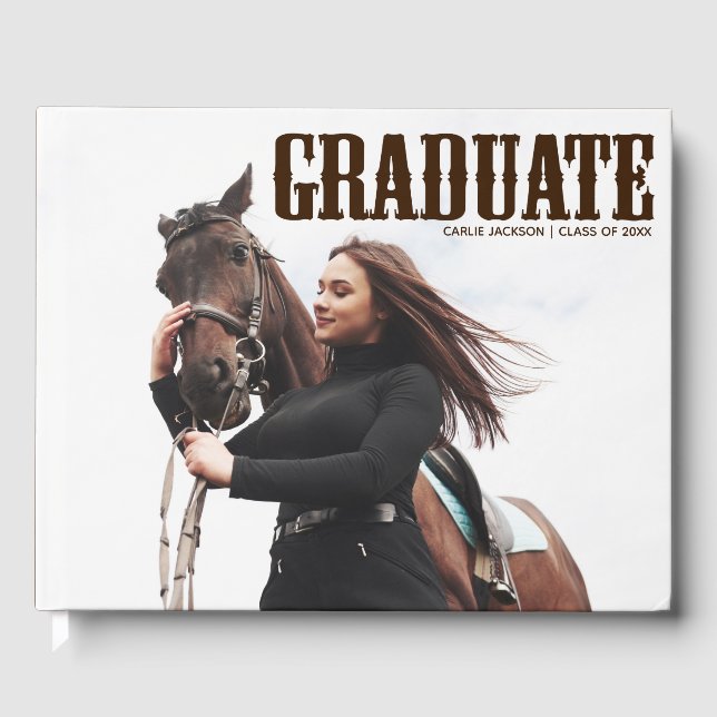 Country Western Graduate Foto Cowgirl Abschluss Gästebuch (Vorderseite)