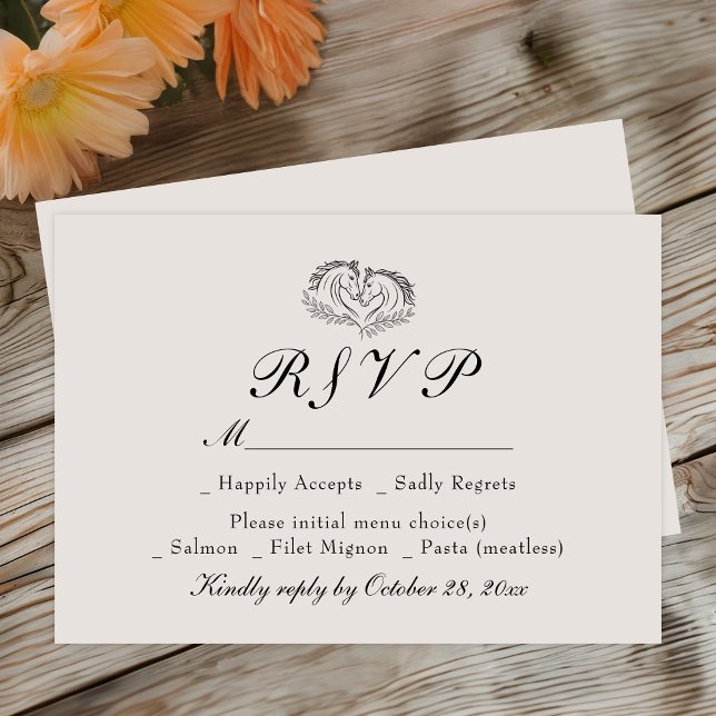 Country Western Horse Elfenbein Rustikale Hochzeit RSVP Karte (Von Creator hochgeladen)