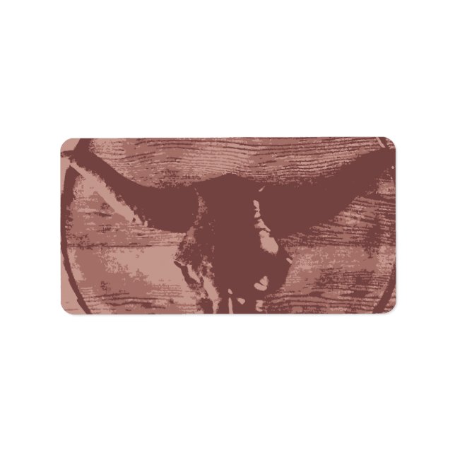 Country Western Longhorns Bull Skull Cowboy Gesche Adressaufkleber (Vorne)
