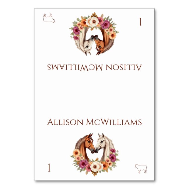 Country Western Pferde Fleischsymbol Tischnummer (Vorderseite)