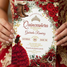 Country Western Rote Rosen Golden Quinceañera