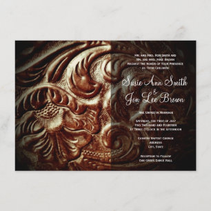 Country Western Saddle Mariage en cuir Invitations