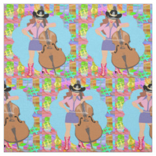 Country Western singen Cowgirl Bass Gitarre Fiddle Stoff