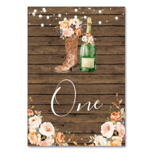 Country Western Stiefel und Bubbly Large Banner Tischnummer