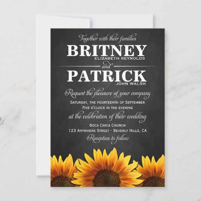 Country Western Sunflower Wedding Invitations (Devant)