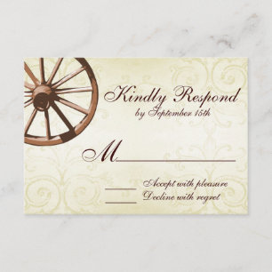 Country Western Wagon Wheding RSVP Card Karte