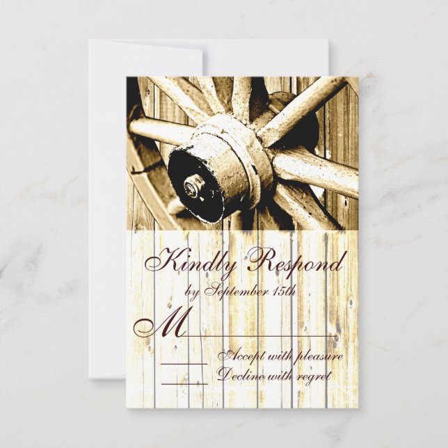 Country Western Wagon Wheel Wedel Cartes RSVP (Devant)