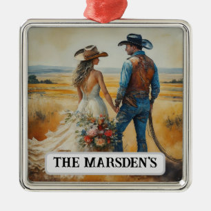 Country Western Wedding Watercolor Ornament Aus Metall