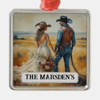 Country Western Wedding Watercolor Ornament Aus Metall