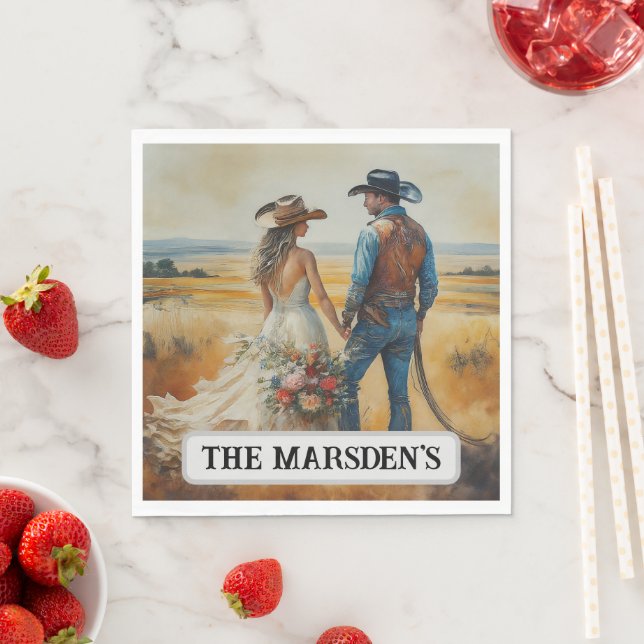 Country Western Wedding Watercolor Serviette (Beispiel)