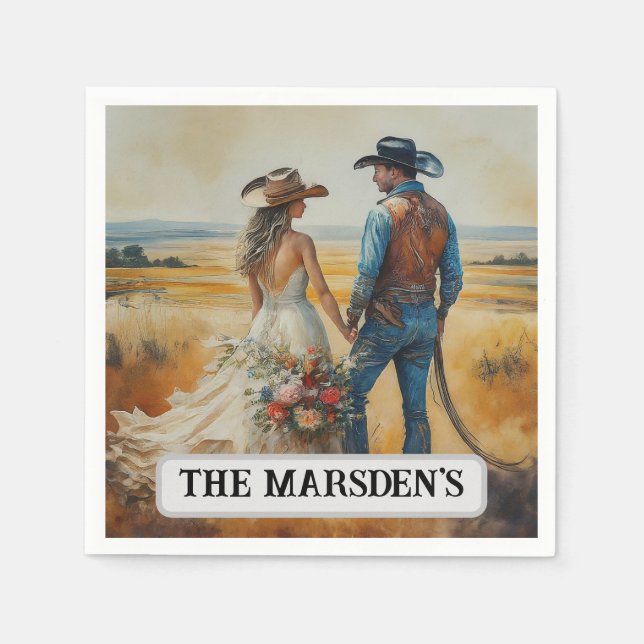 Country Western Wedding Watercolor Serviette (Vorderseite)